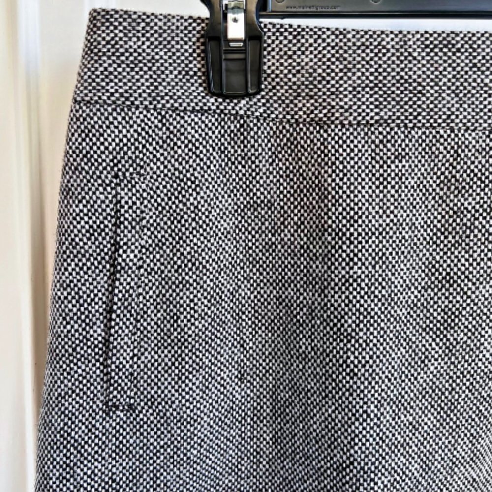 BANANA REPUBLIC Tweed Wool Blend Blackish Brown & White Pencil Skirt Size 4 - Picture 3 of 11